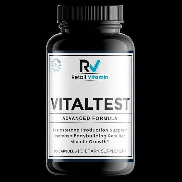 Vitaltest Daily Supplement - 60 Capsules bottle with blue RetailVitamin label