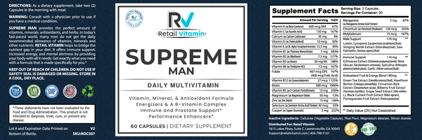 Supreme Man Daily Multivitamin - 60 Capsules — alternate view