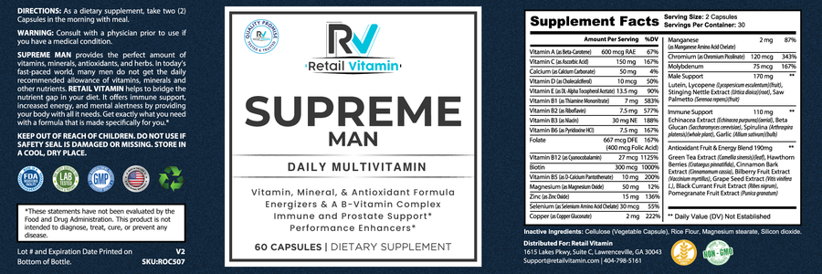 Supreme Man Daily Multivitamin - 60 Capsules