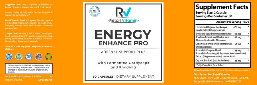 Energy Enhance Pro Daily Supplement - 60 Capsules