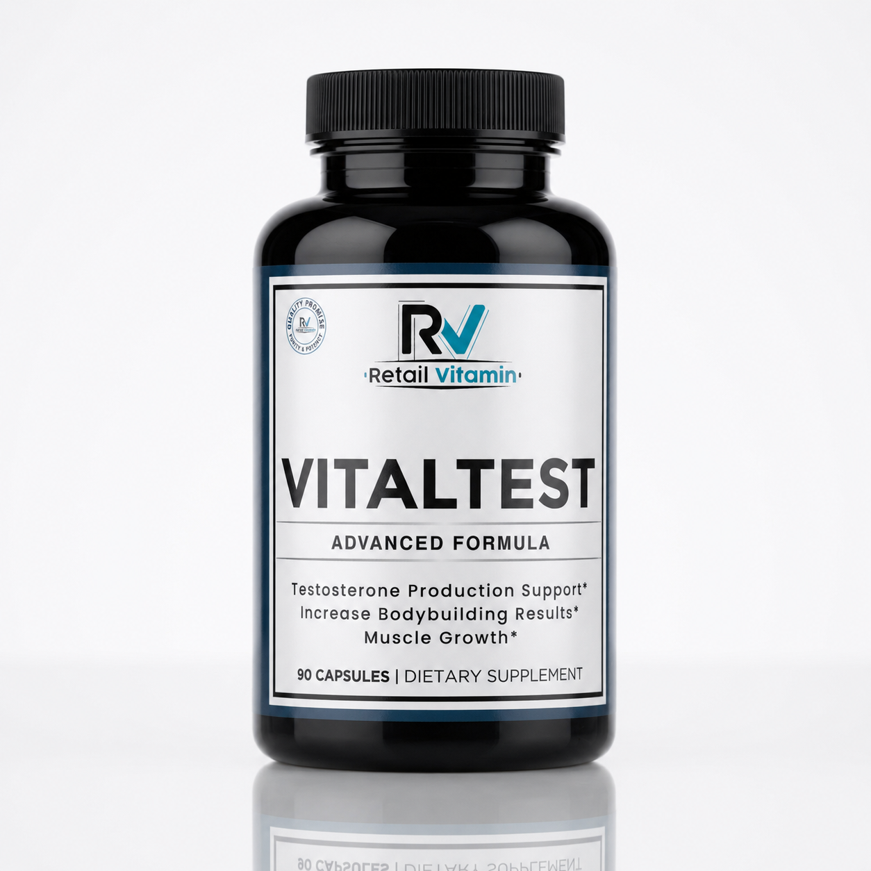 Vitaltest Daily Supplement - 60 Capsules bottle with blue RetailVitamin label